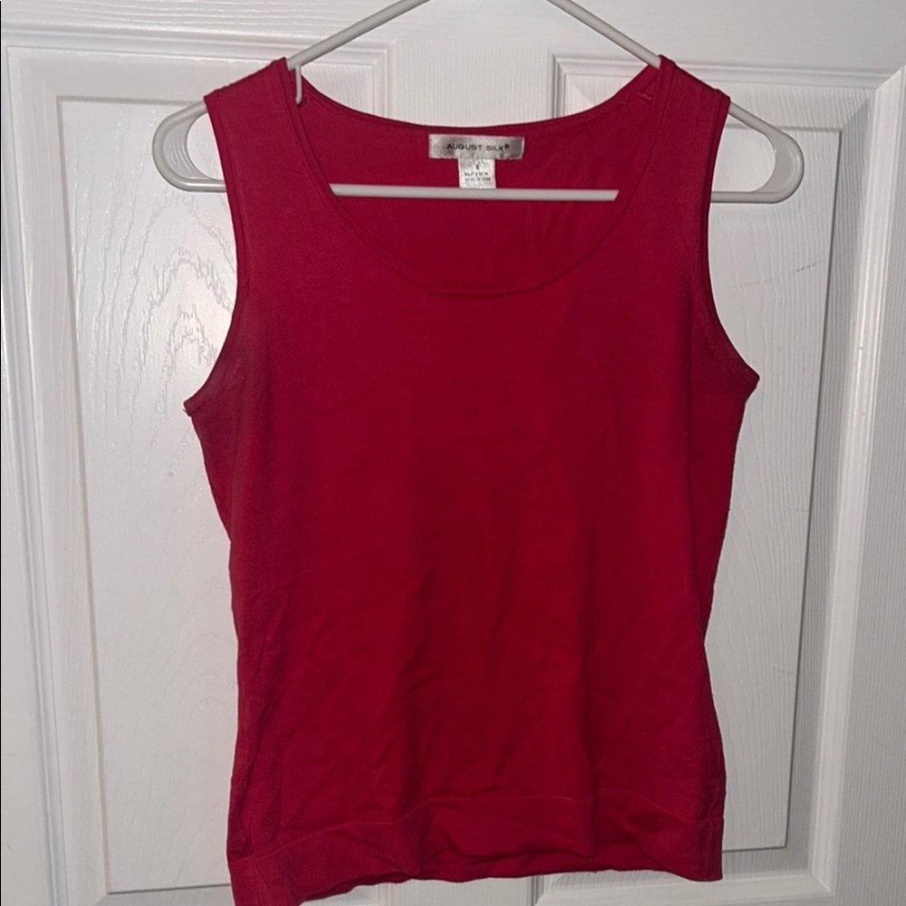 August Silk Fitted Red Tank Top